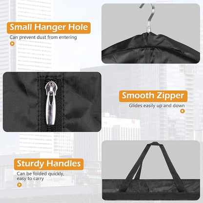 MISSLO 65" Gusseted Hanging Garment Bags for Travel Long Dress Cover Water Resistant Sturdy Fabric Dress Bags for Gowns Long Closet Clothes Protectors, Black - Image 8