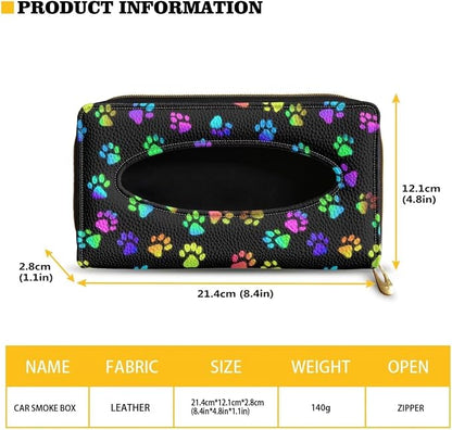 Biyejit 2 Pack Car Tissue Holder, Colorful Dog Paws PU Leather Sun Visor Napkin Box Holder, Hanging Tissue Mask Holder with Glasses Clip for Car Visor, Auto, Vehicle Accessories - Image 6