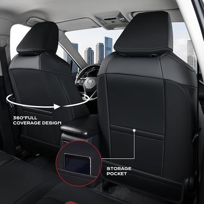 Coverado Toyota RAV4 Seat Covers Custom Fit 2019-2025, Leather, Full Set | Car Seat Covers for Toyota RAV4 2019-2025(Hybrid) LE,XLE,XLE Premium,Limited, Airbag Compatible & Easy Install & Waterproof - Image 3