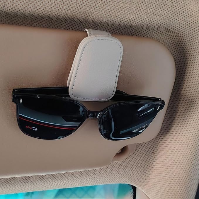 2 Pack Sunglass Holder for Car Magnetic Leather Sunglass Clip Universal Eyeglass Holder Car Visor Accessories Gray - Image 6
