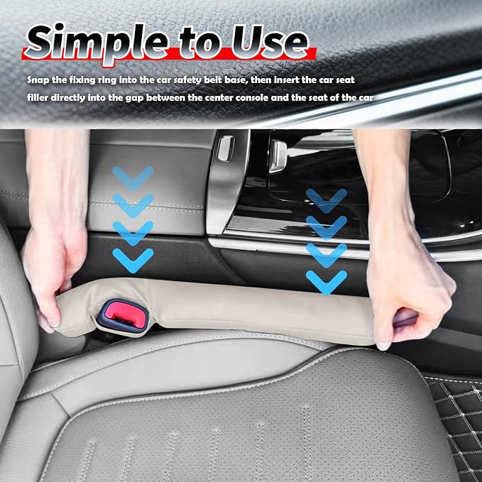Aokdom 2026 2PCS Upgraded Car Seat Gap Filler with Fixing Ring,Elastic Car Gap Filler to Avoid Dropping Cell Phones/Keys,Essential Cars Gaps Seat Fillers Cars Accessories (Light Beige) - Image 6