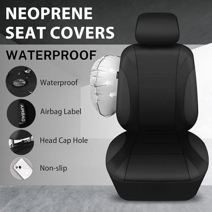 CAR PASS Neoprene EVA Waterproof car seat Covers Front Seats Only, Universal fit for SUV Vehicles Automotive with 5mm Composite EVA Inside,Airbag Compatible (Two Seats, Black and Black) - Image 3