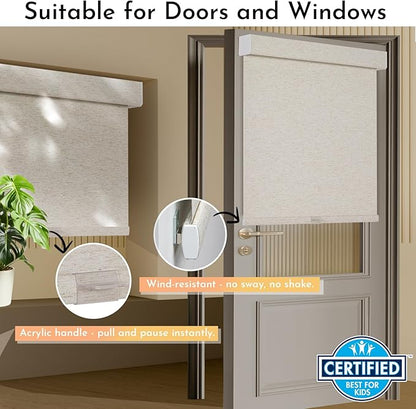 Persilux Blackout Roller Shades for Window Blinds,Cordless,Linen Fabric,Thermal Insulated Fabric UV Protection Shades for Home,Office,Bedroom,Door,Blackout-Cream,27 1/2" W X 72" H - Image 3