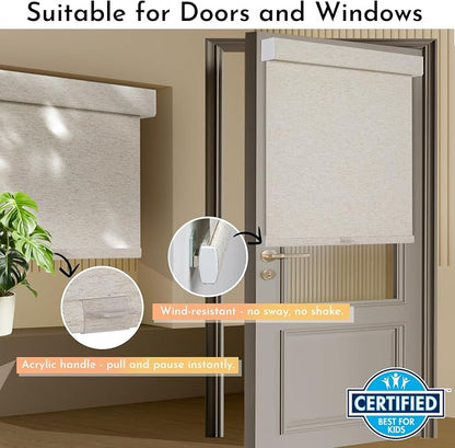 Persilux Blackout Roller Shades for Window Blinds,Cordless,Linen Fabric,Thermal Insulated Fabric UV Protection Shades for Home,Office,Bedroom,Door,Blackout-Cream,56" W X 72" H - Image 3