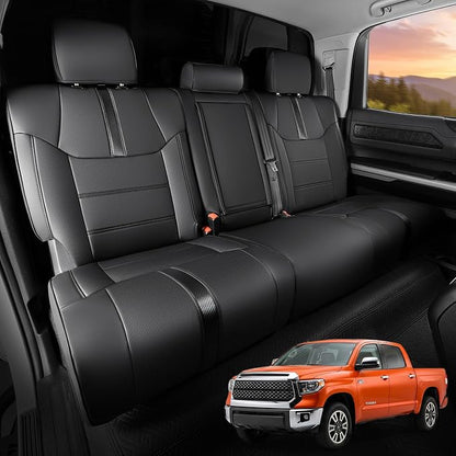 DrCarNow Super Cover Rear Seat Covers for Toyota Tundra 2014–2021 CrewMax (Rear Seats Only), Full Coverage Leather Seat Protectors for Tundra with Carbon Fiber, Truck Pickup Interior Accessories - Image 8