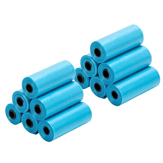 Ginsco 0.8 Gallons Disposable Trash Bags for Mini Car Trash Can, Portable Small Car Garbage Bags, Cars Accessories, Mini Trash Bags, Plastic Trash Bag for Cars/Home/Office (12 Rolls/180 Counts) Blue by Ginsco