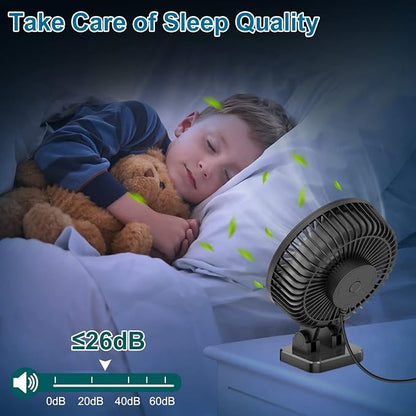 JZCreater USB Desk Fan, Mini Portable, 3 Speeds Desktop Table Cooling, Plug in Power, Rotation Strong Wind, Quiet Personal Small for Home Office Travel Bedroom, Black - Image 7