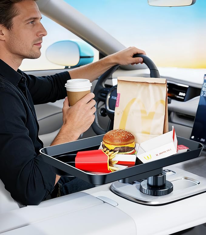 Tesla Model 3 Y ABS Car Cup Holder Tray Expander for Food Snack | Detachable 360 Rotating Car Food Tray Table for Eating Lunch Snack, Tesla Model 3 Y Accessories 2026 2025 2024 Car Essentials - Image 9