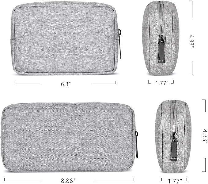 Universal Electronics/Accessories Soft Carrying Case Bag, Durable & Light-weight,Suitable for Out-going, Business, Travel and Cosmetics Kit (Small+Big-Gray) - Image 2