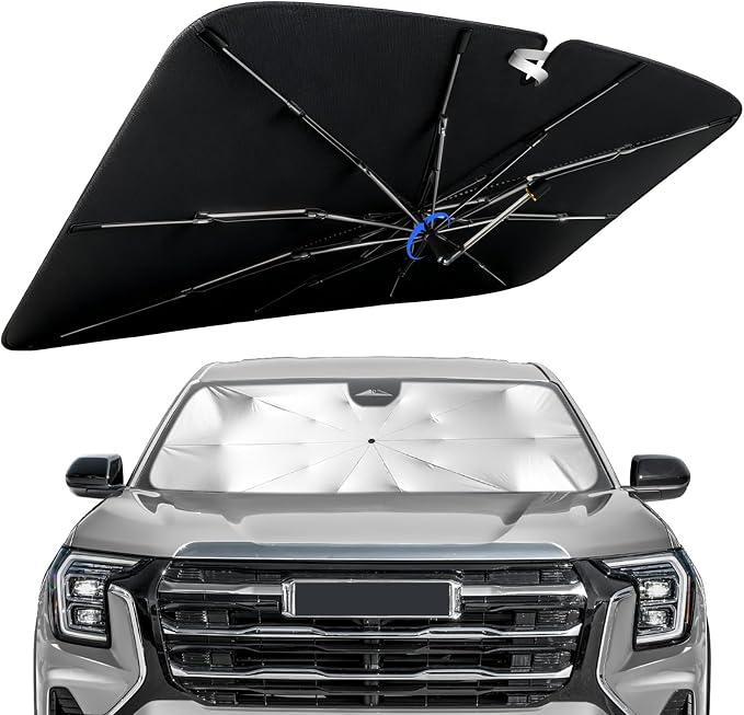 Windshield Sun Shade for GMC Terrain 2018-2026 with 360° Rotating Shaft | Custom Fit Umbrella Sunshade for UV Blocking, Interior Heat Protection, Easy Storage, UPF 50+ Cool Windshield Cover by Lonyaqui