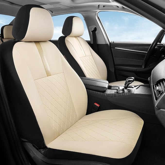 Coverado Car Seat Covers Full Set, Automotive Front and Rear Seat Covers with Backrest, Nappa Leather Car Seat Protectors Waterproof, Universal for Most Vehicles - Image 2