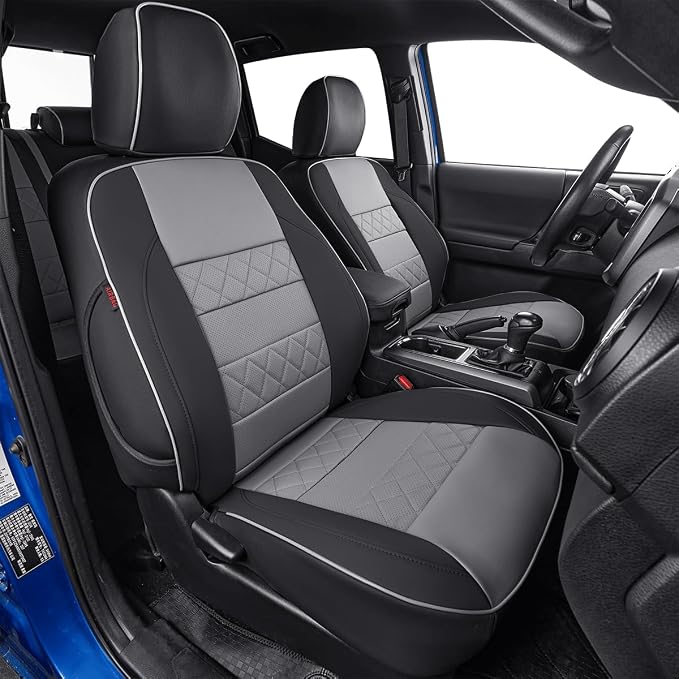 EKR F150 Seat Covers Custom Fit for(2 Door,SuperCab/Extended Cab) 2015-2020 Ford F150 XL/XLT/Lariat & 2017-2022 F250/F350 SuperDuty XL/XLT/Lariat,Easy to Clean-Faux Leather(Black/Gray) by EKR
