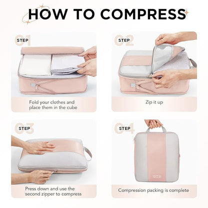 10 Set Compression Packing Cubes for Travel Gifts Mom Women,OlarHike Luggage Clothes Garment Bags for Travelers,Airplane/Cruise/Car Travel Essentials,Compressible Expandable Saver Space Bags(Beige) - Image 3