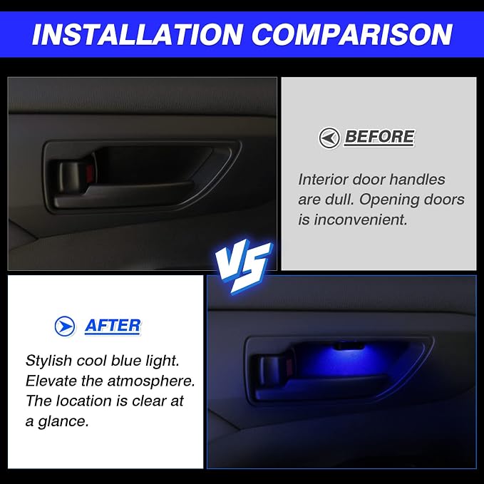Powerty Compatible with LED Light 2020-2025 2026 Toyota Highlander Accessories Inner Door Handle Bowl Mood Lighting Decorative Interior Lamp 4PCS Blue - Image 4