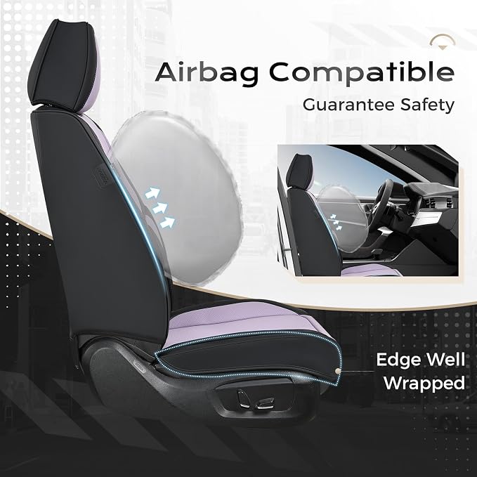 Coverado Car Seat Covers, Seat Covers for Cars, Waterproof Leather Auto Seat Protectors, Leather Car Seat Cushion, Car Interiors Accessories Universal Fit for Most Cars - Image 3