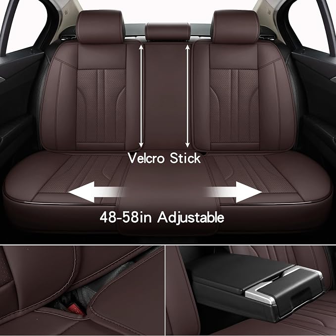 MINGBRON Car Seat Covers,Car Seat Protector Waterproof,Seat Covers Full Set, Car Seat Protectors,Automotive Seat Covers Fit for Most Cars Brown - Image 4