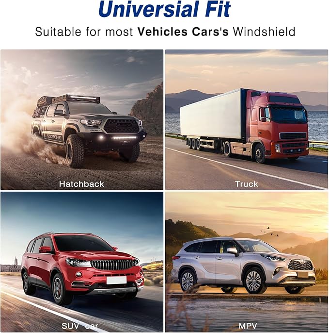 Car Windshield Sun Shade UV Reflector Foldable Front Window SUV | Blocks 98% UV Rays,Keep Interior Cool,Universal Fits Hatchback,Truck,MPV,Storage bag,57"L x 31.5"W,Car Summer Accessories - Image 5