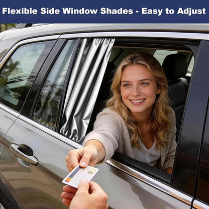 XCBYT Magnetic Car Window Shades for Back Windows, 100% Blackout Privacy | 2-Pack Heat & UV protection for camping, baby sleep, work break, road trip. Fits steel frames only, measure size before buy - Image 8