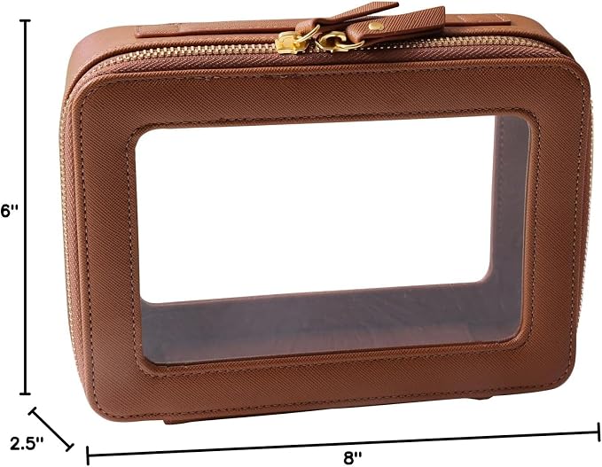 SANHECUN Toiletry bag waterproof cosmetic organizer with handle large opening for travelling car organizer (Brown) - Image 8