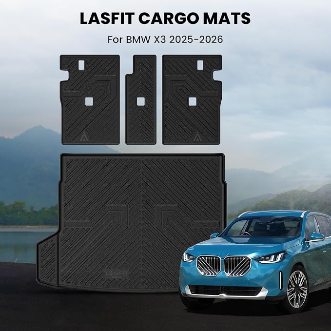 LASFIT Cargo Mat for BMW X3 2025-2026 30 xDrive M50 xDrive | All Weather TPE Custom Fit Cargo Trunk Mat & Backrest Seat Protector Accessories, Black - Image 7