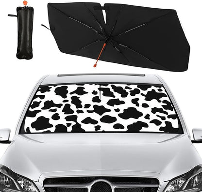 Socira Cow Print Windshield Sun Shade Umbrella Foldable Cow Sunshade | for Front Window Auto Windshield Sunshade Covers Car Accessories Protect from Sun Rays Heat 57'' X 30'' - Image 8