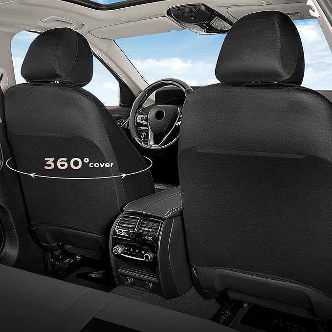 Coverado Car Seat Covers Full Set, Luxury Leather Car Seat Protector, Automotive Front and Rear Mesh Seat Covers, Full Set 5 Seats, Black Gray Seat Cushion for SUV Sedan Truck - Image 4