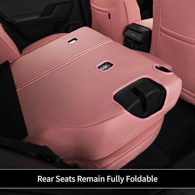EKR Rav4 Seat Covers Custom Fit for Toyota Rav4(Gasoline) 2019 2020 2021 2022 2023 2024 2025 LE/XLE/XLE Premium/Limited,Leather Car Seat Cover Full Set for SUV,Faux Leather(Pink) - Image 7