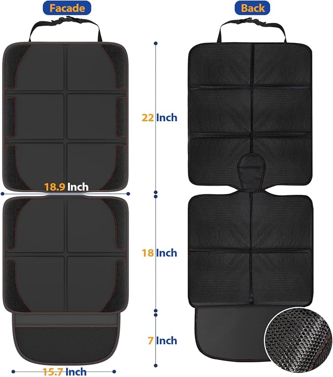 Gimars XL Thickened Car Seat Pad, Pack of 2, [ISOFIX Suitable], Universal Waterproof 600D Oxford Car Seat Protector with Mesh Pockets, Universal for SUVs, Cars and Trucks, Black - Image 7