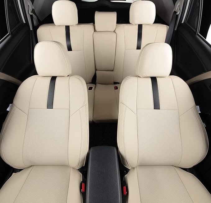 Custom Fit RAV4 Seat Covers - Waterproof Faux Leather for Toyota RAV4 2013-2018 (Beige) - Image 5