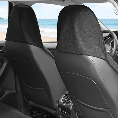 Waterproof Car Seat Cover Universial Fits Car Sweat Towel for Trucks SUV Car Seat Protector Black 2 Pieces - Image 2