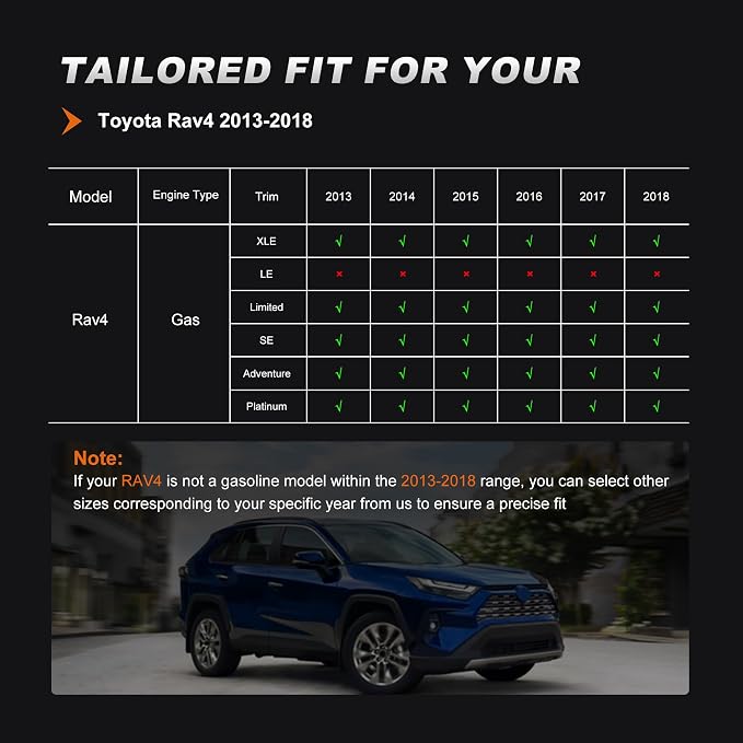 Custom Fit Seat Covers for Toyota RAV4 2013-2018 | Limited XLE SE Platinum Adventure (Not for LE and Hybrid) Full Set Faux LeatherAirbag Compatible Waterproof Black - Image 2