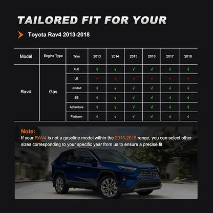 Custom Fit Seat Covers for Toyota RAV4 2013-2018 | Limited XLE SE Platinum Adventure (Not for LE and Hybrid) Full Set Faux LeatherAirbag Compatible Waterproof Black - Image 2