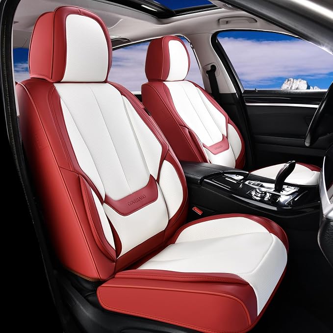 Coverado Car Seat Covers, Seat Covers for Cars, Waterproof Leather Auto Seat Protectors, Leather Car Seat Cushion, Car Interiors Accessories Universal Fit for Most Cars by COVERADOAUTO
