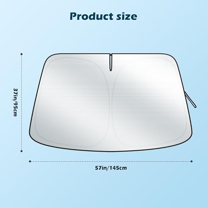 Car Windshield Sun Shade, 300T Thickened Car Window Shades Heat Reflective Interior Cool, Universal Fit for Most Cars SUVs Trucks, Foldable & Portable Design (for Tesla Model 3/Y (57'' × 37'')) - Image 2