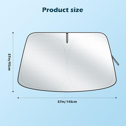 Car Windshield Sun Shade, 300T Thickened Car Window Shades Heat Reflective Interior Cool, Universal Fit for Most Cars SUVs Trucks, Foldable & Portable Design (for Tesla Model 3/Y (57'' × 37'')) - Image 2