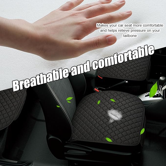 povtii Car Seat Bottom Cover Pad, Breathable Auto Front Seat Protector with Storage Pocket, Comfortable Seat Bottom Cushion Mat for Most Vehicle, Universal Interior Car Accessories (Black) - Image 4
