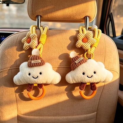 2 Pack Cute Car Headrest Hooks 360° Rotating Adjustable Length, Seat Decorative Hanger for Handbags Shopping Bags(Hat Cloud) - Image 7