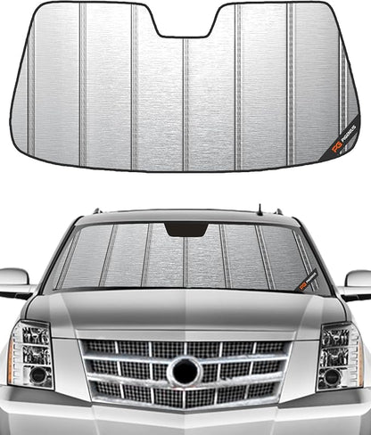 Pigenius Windshield Sunshade for Chevy Avalanche/Tahoe/Suburban, GMC Yukon/Yukon XL, Cadillac Escalade/ESV/EXT 2007-2014 (incl. Avalanche 2007-2013),Metallic Silver Finish by Pigenius