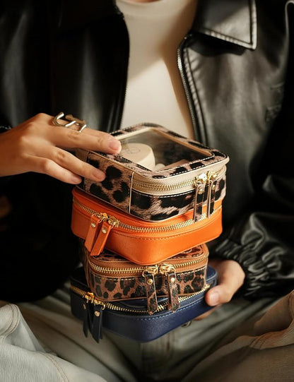 Small Makeup Bag for Purse Accessories Women Clear Cosmetic Mini Pouch Car Essentials Bag Leopard Print Clear Leather Make Up Travel Bag Organizer with Zipper Cute Compact Cheetah Little Toiletry Bag - Image 8