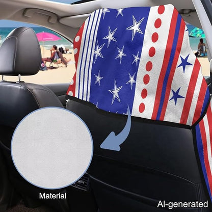 Horeset American Flag Car Seat Towel Cover Quick-Dry Star Stripes Front Car Seat Cover After Gym Sweat Automotive Seat Protector Towel Easy Fit Front Seat Cover - Image 6