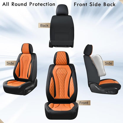 Coverado Car Seat Covers, Seat Covers Front Seats,Orange Car Seat Cover, Waterproof Car Seat Covers, Car Seat Cushion, Front Leather Seat Protector Fit for Most Cars - Image 4