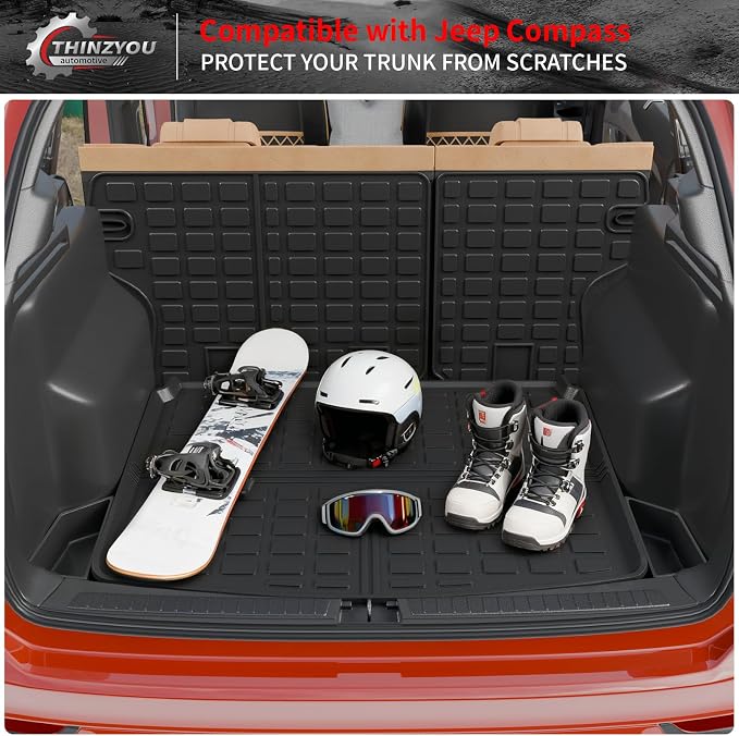 Floor Mats for 2017-2025 2026 Jeep Compass | Trunk Mat Cargo Liner Cargo Mat TPE All Weather Back Seat Cover Protector 2024 Compass Accessories - Image 8