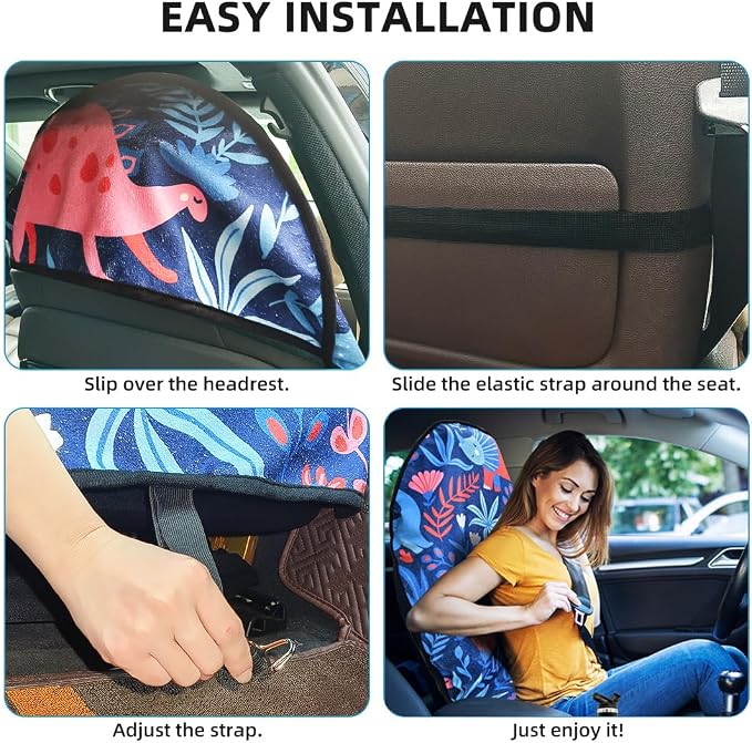 Waterproof Sweating Car Seat Cover for Post Gym Workout, Running, Swimming, Beach and Hiking, Universal Fit Non-Slip Bucket Seat Protector for Cars SUV Trucks, Machine Washable (Dinosaur) - Image 4