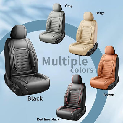 Fit CHR Car Seat Covers for Toyota CHR 2018-2021 2022 -Premium Leather, Waterproof，Breathable，All-Weather Seat Cushion Protecto & Airbag Compatible, 2 Front Seat Red Line Black - Image 7