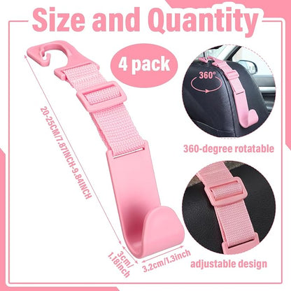 Unittype 4 Pcs Hard Hat Hook for Truck Adjustable Hard Hat Holder Hardhat Holder for Truck Seat Back Organizer 55 lb Load Heavy Duty Hardhat Hanger Storage Car Vehicle Headrest Bag Gear (Pink) - Image 2