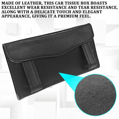Bling Car Sun Visor Tissue Box Holder, Napkin and Face Mask Storage Box for Cars, Upgraded PU Leather Tissue Box with Crystal Rhinestones, Car Decoration Accessories for Women (Black) - Image 4