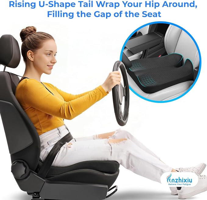 anzhixiu Elevated Car Seat Cushion for Improved View- Black | Heigtening Car seat cushion supports spine and reduces lower back pressure - Image 7