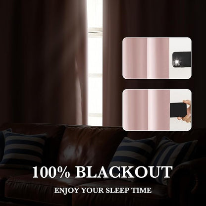 RYB HOME Bedroom Blackout Curtains 63 inches Long, 100% Blackout | Thermal Insulated, Noise Reducing, Curtains for Living Room Nursury, For Sleep, W42 x L63, Biscotti Beige - Image 4