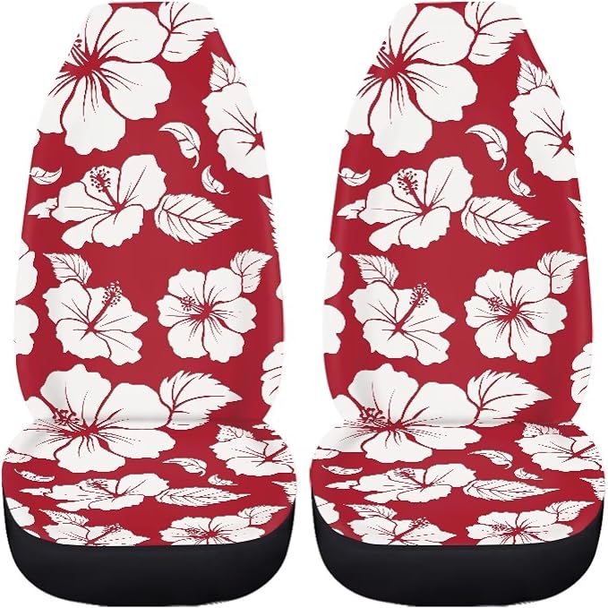 Tropical Hibiscus Flower Car Seat Covers Washable Seat Protector for Women Men White Floral Automotive Vehicle Seat Covers for Cars Interior for Cars, Sedans, Trucks, SUVs - Image 3