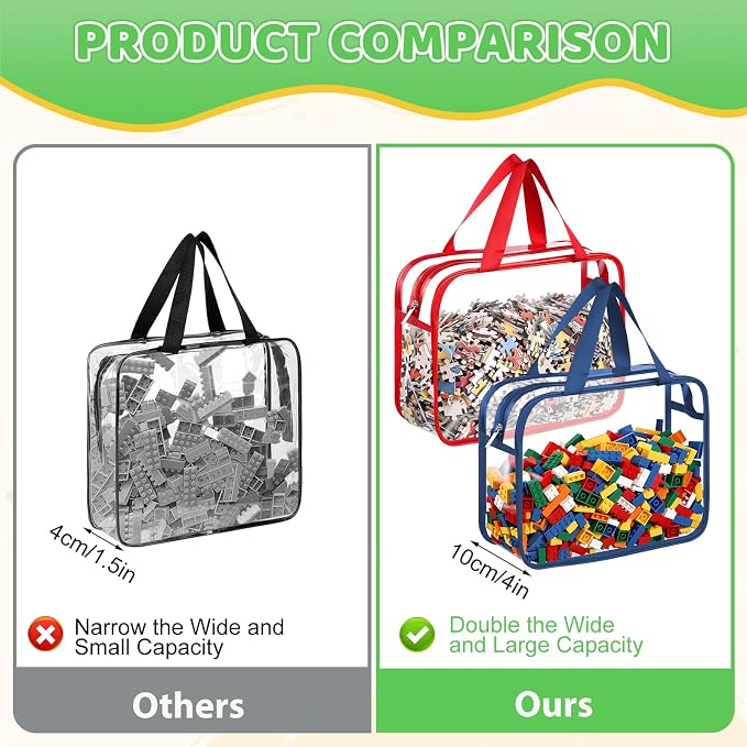 Toy Storage Bags 6 Pack, Clear PVC Toy Organizers, Colorful | Waterproof PVC, Large 30 x 10 x 22 CM Size, Label-Ready, For Toys, Books, Puzzles, Classroom and Travel - Image 8